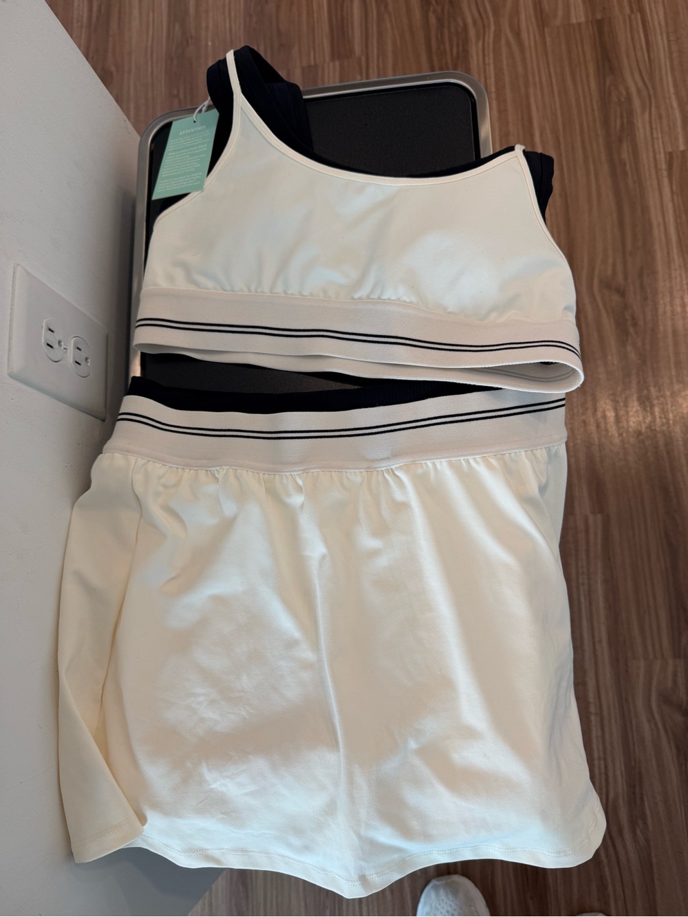 Women's Cream Skirt Set with Contrast Trim